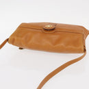 CELINE Shoulder Bag Leather Brown Gold Auth 152085-6