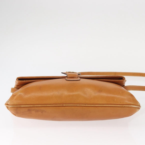 CELINE Shoulder Bag Leather Brown Gold Auth 152085