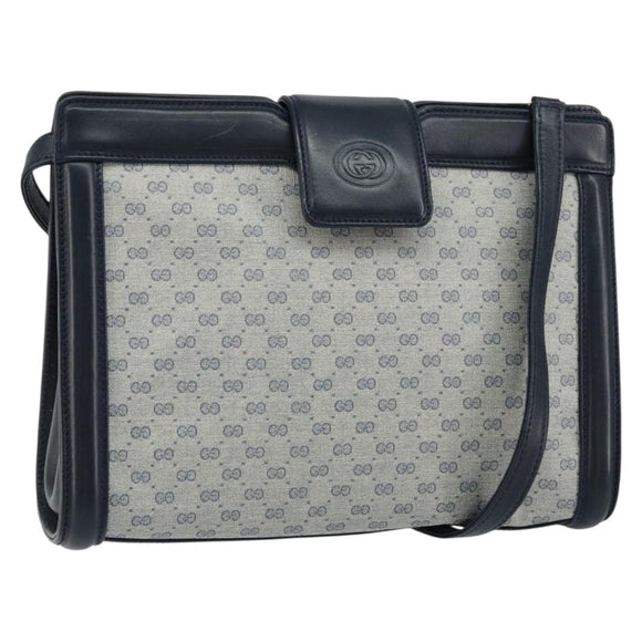 GUCCI Micro GG Supreme Shoulder Bag PVC Navy Gold 004 113 0364 Auth 152086