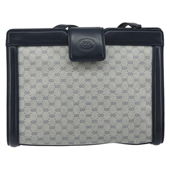 GUCCI Micro GG Supreme Shoulder Bag PVC Navy Gold 004 113 0364 Auth 152086