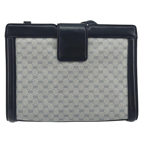 GUCCI Micro GG Supreme Shoulder Bag PVC Navy Gold 004 113 0364 Auth 152086