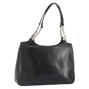 BALLY Hand Bag Leather Black Silver Auth 152095