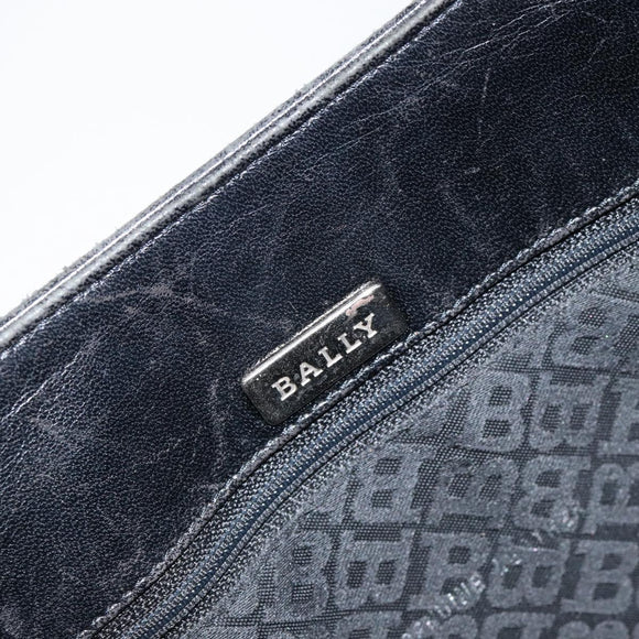 BALLY Hand Bag Leather Black Silver Auth 152095