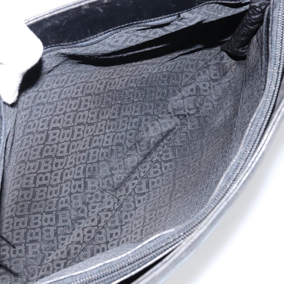 BALLY Hand Bag Leather Black Silver Auth 152095