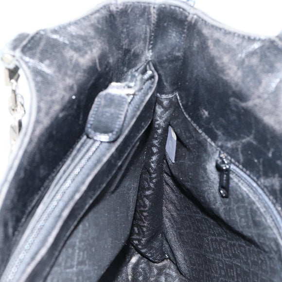 BALLY Hand Bag Leather Black Silver Auth 152095