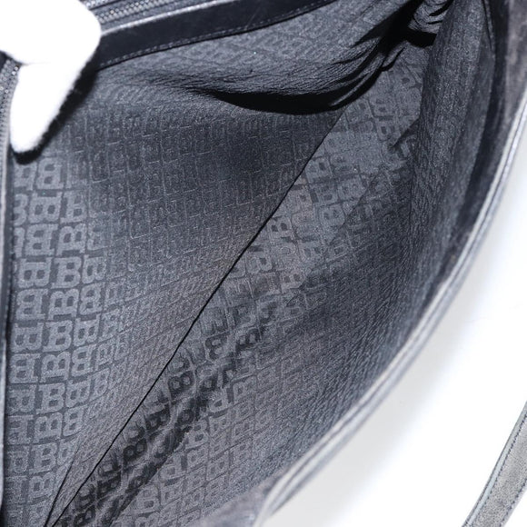 BALLY Hand Bag Leather Black Silver Auth 152095