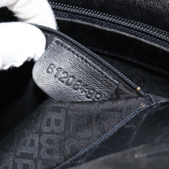 BALLY Hand Bag Leather Black Silver Auth 152095