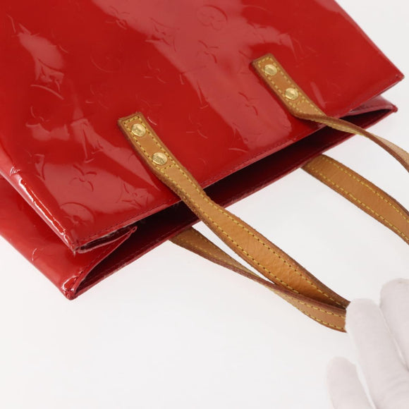 LOUIS VUITTON Monogram Vernis Reade MM Hand Bag Red Rouge M91086 LV Auth 152096
