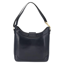 GUCCI Shoulder Bag Leather Navy Gold Auth 152101 - 0