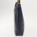 GUCCI Shoulder Bag Leather Navy Gold Auth 152101-4