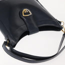 GUCCI Shoulder Bag Leather Navy Gold Auth 152101-6