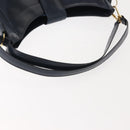 GUCCI Shoulder Bag Leather Navy Gold Auth 152101-7