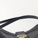 GUCCI Shoulder Bag Leather Navy Gold Auth 152101-8