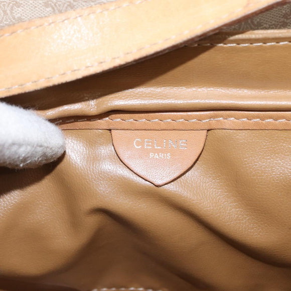 CELINE Macadam Canvas Shoulder Bag PVC Beige Gold Auth 152108