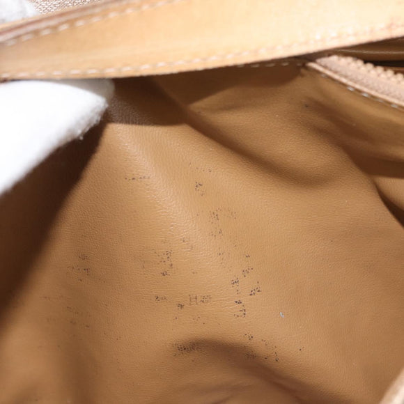 CELINE Macadam Canvas Shoulder Bag PVC Beige Gold Auth 152108