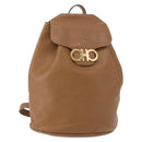 Salvatore Ferragamo Backpack Leather Beige Gold Auth 152109-1