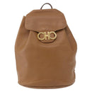 Salvatore Ferragamo Backpack Leather Beige Gold Auth 152109-13