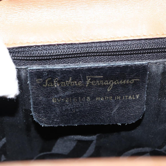 Salvatore Ferragamo Backpack Leather Beige Gold Auth 152109