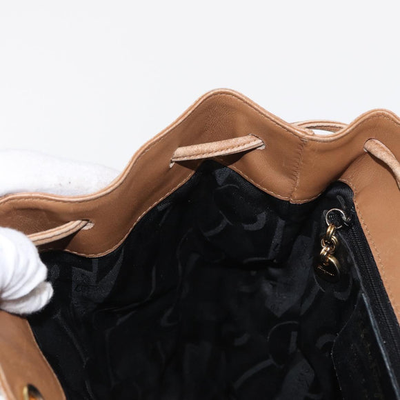 Salvatore Ferragamo Backpack Leather Beige Gold Auth 152109