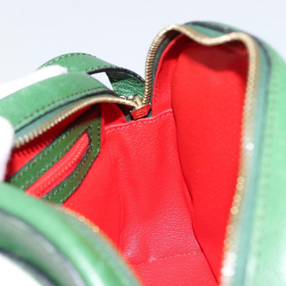 CELINE Shoulder Bag Leather Green Gold Auth 152110