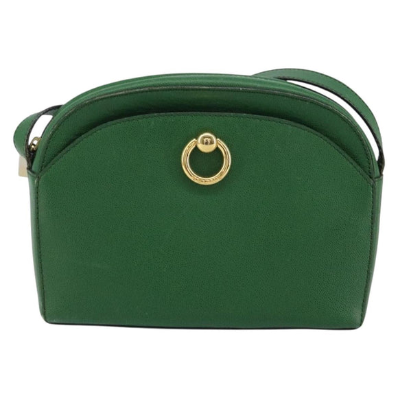 CELINE Shoulder Bag Leather Green Gold Auth 152110