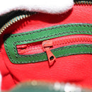 CELINE Shoulder Bag Leather Green Gold Auth 152110-22