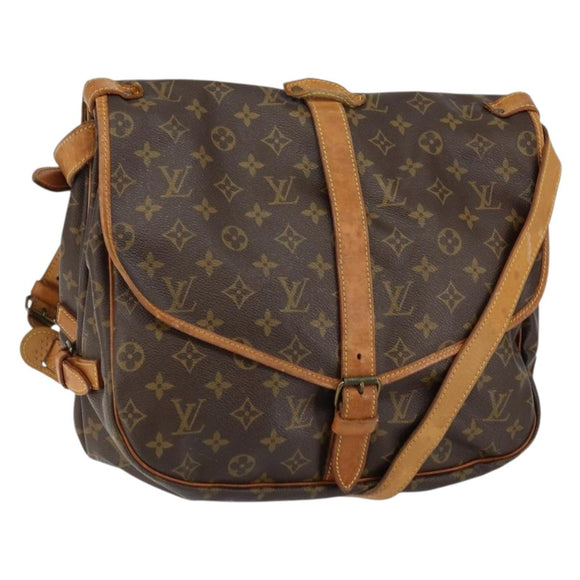 LOUIS VUITTON Monogram Saumur 35 Shoulder Bag M42254 LV Auth 152126