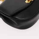Salvatore Ferragamo Chain Gancini Shoulder Bag Leather Black Gold Auth 152138-9
