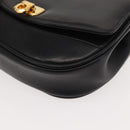 Salvatore Ferragamo Chain Gancini Shoulder Bag Leather Black Gold Auth 152138-14