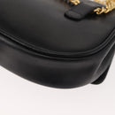Salvatore Ferragamo Chain Gancini Shoulder Bag Leather Black Gold Auth 152138-16