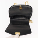 Salvatore Ferragamo Chain Gancini Shoulder Bag Leather Black Gold Auth 152138-10