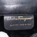 Salvatore Ferragamo Chain Gancini Shoulder Bag Leather Black Gold Auth 152138-12
