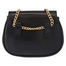 Salvatore Ferragamo Chain Gancini Shoulder Bag Leather Black Gold Auth 152138-2