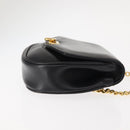 Salvatore Ferragamo Chain Gancini Shoulder Bag Leather Black Gold Auth 152138-3