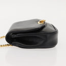Salvatore Ferragamo Chain Gancini Shoulder Bag Leather Black Gold Auth 152138-4