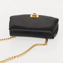 Salvatore Ferragamo Chain Gancini Shoulder Bag Leather Black Gold Auth 152138-6