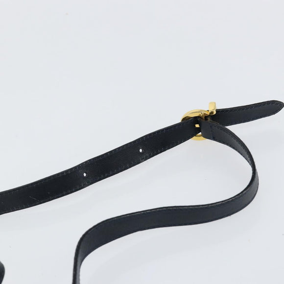 Salvatore Ferragamo Vala Ribbon Hand Bag Leather 2way Navy Gold Auth 152145