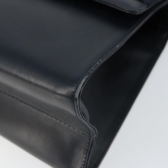 Salvatore Ferragamo Vala Ribbon Hand Bag Leather 2way Navy Gold Auth 152145