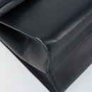 Salvatore Ferragamo Vala Ribbon Hand Bag Leather 2way Navy Gold Auth 152145-16