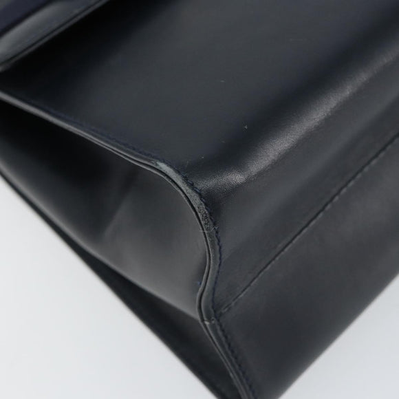 Salvatore Ferragamo Vala Ribbon Hand Bag Leather 2way Navy Gold Auth 152145