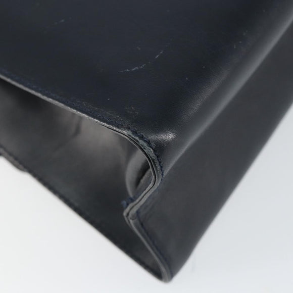 Salvatore Ferragamo Vala Ribbon Hand Bag Leather 2way Navy Gold Auth 152145