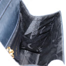 Salvatore Ferragamo Vala Ribbon Hand Bag Leather 2way Navy Gold Auth 152145-20