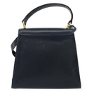 Salvatore Ferragamo Vala Ribbon Hand Bag Leather 2way Navy Gold Auth 152145-2
