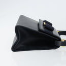 Salvatore Ferragamo Vala Ribbon Hand Bag Leather 2way Navy Gold Auth 152145-3