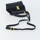 Salvatore Ferragamo Vala Ribbon Hand Bag Leather 2way Navy Gold Auth 152145-8