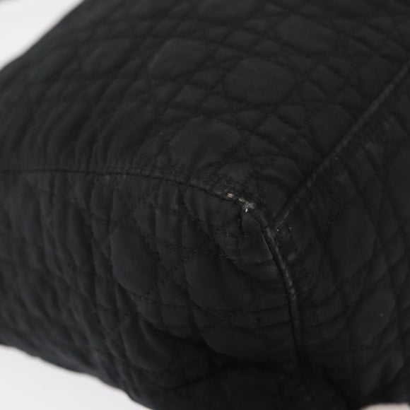Christian Dior Canage Hand Bag Nylon Black Gold Auth 152146