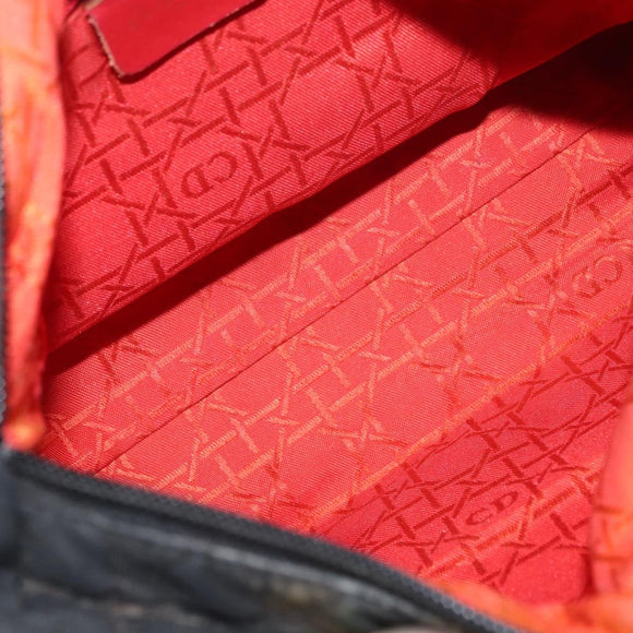 Christian Dior Canage Hand Bag Nylon Black Gold Auth 152146