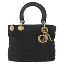Christian Dior Canage Hand Bag Nylon Black Gold Auth 152146-2