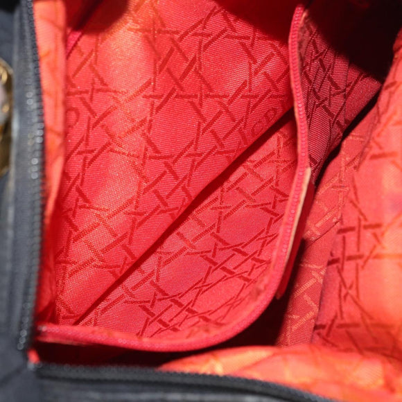 Christian Dior Canage Hand Bag Nylon Black Gold Auth 152146