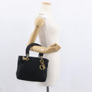 Christian Dior Canage Hand Bag Nylon Black Gold Auth 152146-23